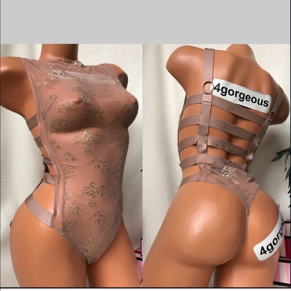 Victoria’s Secret LMSXS CAGED STRAPPY BLUSH LINGERIE TEDDY